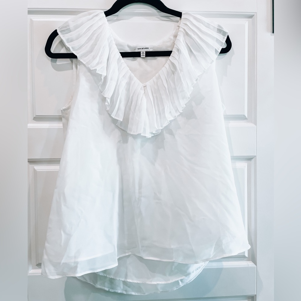 Max Studio brand white women’s blouse. Worn once.